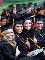 students at graduation ceremony.