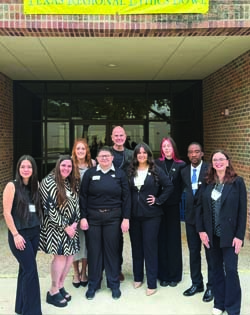 Group image of Ethics Bowl students and faculty sponsors standing in front of a building NSU Ethics Bowl Team Competes In San Antonio thumbnail